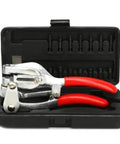 Heavy Duty Hand Held Hole Punch Kit For Sheet Metal With Power Punch Tool in carry case with red handles and accessories