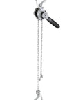 Heavy Duty Aluminum Hand Chain Hoist With Smoother Lever Mechanism For Tough Lifting Jobs And Heavy Loads Up To 0.25 Tons At 6 Meter Lift Height showing a chain and hook.