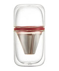 Sleek Portable Glass Cold Brew Brewer Double Wall Travel Coffee Dripper with stainless steel filter and heat-resistant glass.