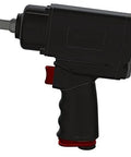 Professional 1/2 Inch Drive Pneumatic Air Impact Wrench Delivering 1100 Ft Lb Of Hard Hitting Torque At 7000 Rpm Free Speed, Grease Monkey Approved Shop Workhorse side view showing ergonomic handle and trigger.