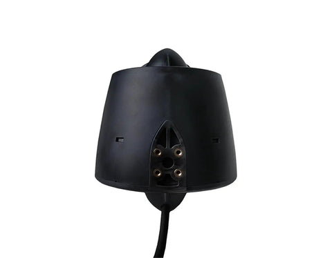 Front view of black Lightweight 24V DC Brushless Underwater Thruster Motor With Remote Control for ROVs and submersibles.