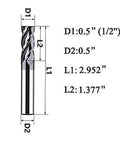 Front view of Hunricho 2-piece 1/2in carbide square end mill bit set with AlTiN coating, 4-flute