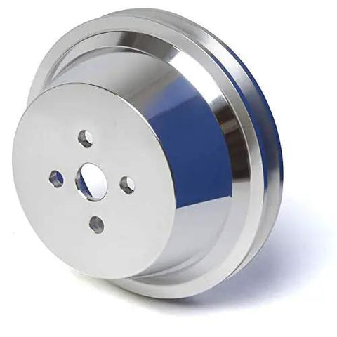 Rugged Underdrive V Belt Pulley Kit Bolts Onto Ford 429 And 460 Big Block Engines, 5.4 inch size, solid 6061 T6 aluminum material.