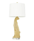 Leopard Glam 29 Inch Table Lamp Set of 2 in Gold with Drum Linen Shades, leopard body, acrylic base, luxury lighting for living room