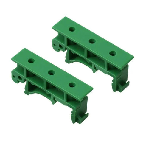 Front view of green Din Rail PCB Mounting Adapter Kit For C45 Rail With 35mm And 15mm Spacers