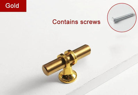 Gold Matte Cabinet Pull Handle Set For Kitchen And Dresser Drawers Stainless Steel Hardware Five Pack with included screws