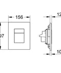 Technical drawing of Skate Cosmopolitan Actuation Plate In Starlight Chrome For Dual Flush Start And Stop ABS Construction