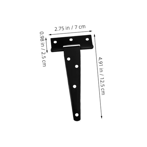 8Pcs 5 Inch Black Galvanized T Type Weld On Door Hinges Heavy Duty Outdoor Cabinet And Garage Door Hardware For Mobile Homes And Wooden Boxes Durable Steel Hinges For Exterior And Interior Doors, single hinge with dimensions.