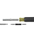 Heavy Duty 10 In 1 Multi Bit Screwdriver Nut Driver With Interchangeable Shafts And Six Universal Tips, Klein Tools, disassembled view.