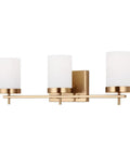 3 Light Zire Modern Bath Fixture Wall Lamp Satin Brass Vanity Light For Home Decor Sleek Wall Sconce and Bathroom Accessory LED Ready