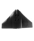 Black Hydrofoil Dorsal Fin Stabilizer for 5 to 150 HP outboard motors, hydrodynamic aluminum design visible from front