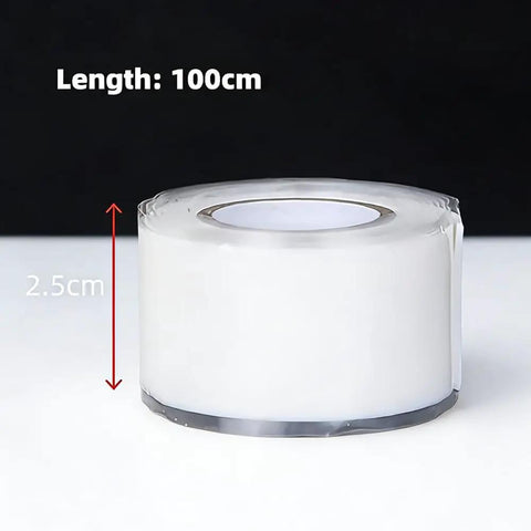 Roll of Instant Self Fusing Leak Repair Tape for Kitchen and Plumbing, 100cm x 2.5cm, Waterproof Heat Resistant Silicone