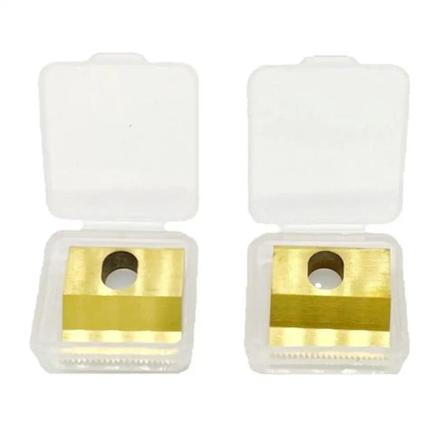 Replacement 9281 Cutter Knife Cutting Blade For ZP92 ZP93A ZP93B ZP97 ZP97A Battery Powered Plastic Strapping Tools Built Tough With Precision Fit And Long Lasting Durability, gold metal blade in white plastic case