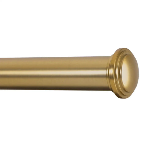Decorative 1 Inch Curtain Rod With End Cap Finials, Adjustable 48 To 86 Inches, Warm Gold Finish, Solid Metal Construction, Heavy Duty For Heavier Panels, Ready To Hang
