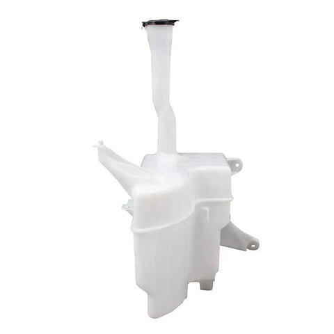Front view of Windshield Washer Reservoir Tank Assembly With Cap And Pump No Low Fluid Sensor Direct Fit Replacement For 2012 2017 Toyota Camry.