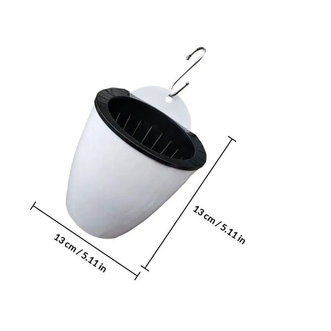 Six Piece Wall Mounted Round Plastic Pothos Planters With Self Watering System dimensioned at 13cm, white with hook