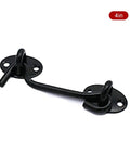 Premium Heavy Duty Zinc Door Hook And Eye Latch Set With Screws for secure 4 inch cabinet and gate use, rust resistant black metal.