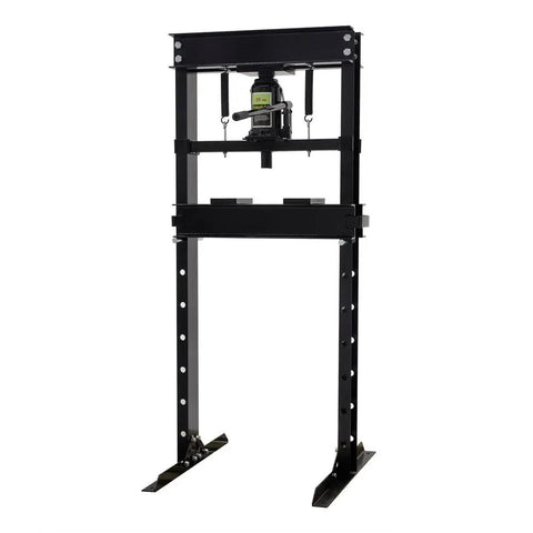 Front view of Beefy 20 Ton Hydraulic Shop Press For Home Mechanics And Small Shops With Adjustable Ram Includes Manual Hand Pump Built To Last Steel Frame Great For Automotive And Metalworking Tasks