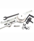 Pro Grade Waterjet Tool Kit with 1/4 3/8 9/16 Coning and Threading Tools, silver components on white background