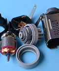 Micro Planetary Gearbox DC Motor disassembled components for DIY robots high torque at 3V to 5V, includes gears and casing.