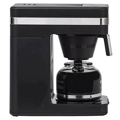 Side view of Speed Brew Elite 10 Cup Coffee Maker With Internal Stainless Steel 70 Oz Hot Water Tank Quick Brew Technology For Ultra Fast Mornings Easy Pour In Water Level Indicator Sleek Black Stainless Finish.