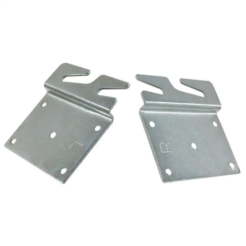 Silvery Adjustable Universal Wood Bed Headboard Brackets Featuring Bulletproof Iron Hook Plates, Pack of 2, 3.6x3.8 inches for heavy-duty mounting.
