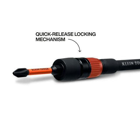 Dual Lock 6 Inch Impact Bit Extension With Quick Release And Twist Lock, 1/4 Inch Hex Shank, close-up of quick-release mechanism