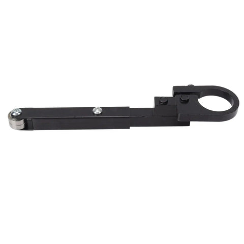 Straight Up Belt Sander Conversion Kit For 100 And 125 Angle Grinders Beefy Steel Polisher Adapter Quick Attach Mount with a black metal arm.