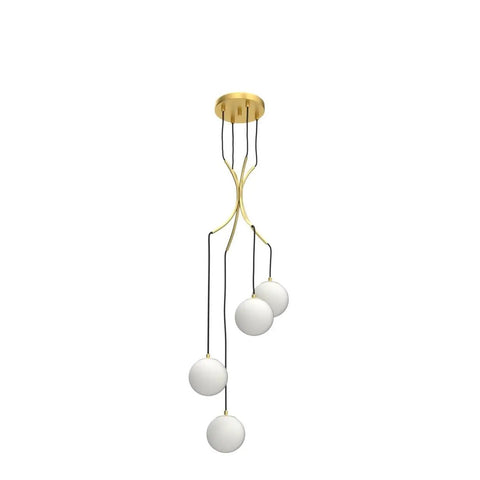 Dope Mid Century Modern Pendant Lighting Four Light Globe Chandeliers With White Opal Glass Shades And Brass Finish For Living Room Dining Area Kitchen Island