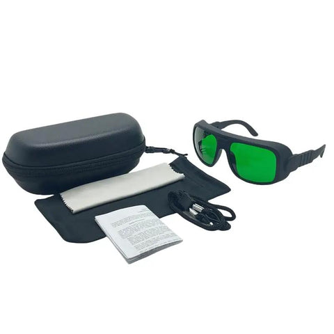 Top Notch Laser Safety Glasses With Kick Ass Eye Protection For Red Diode And Infrared Lasers Covering 635 To 1100Nm Wavelengths For Workshop And Lab Use with storage case and cleaning cloth.