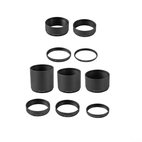 M54x0.75 Length Extension Tube Aluminum Threaded Adapter assortment showing stackable sizes for telescope photography