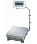 Heavy Duty Washdown Digital Platform Scale With Internal Calibration Rs232 Waterproof Ip65 Build Adjustable Swing Arm Display featuring a stainless steel deck.