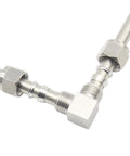 Pysrych 304 stainless steel compression tube 90-degree elbow fittings, close-up, 3/8 in OD x 3/8 in OD, pack of 2