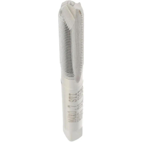 Spiral Point Tap M4 X 0.7 Coarse Thread High Speed Steel Plug Tap With Bright Finish Heavy Duty 2 Flutes For Through Holes Ready To Push Chips Durable HSS Tool For Fast Clean Threads In Aluminum And Steel Two And Three Eighths Inches Overall Length