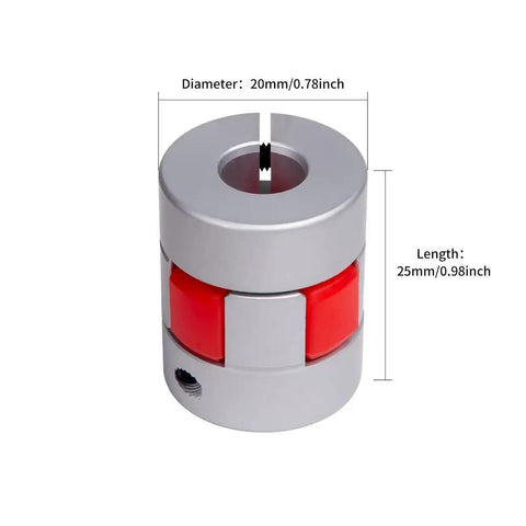 Rock Solid Aircraft Grade Aluminum Flex Shaft Coupler With Four Millimeter Bores, 20x25mm size, used for CNC machines.