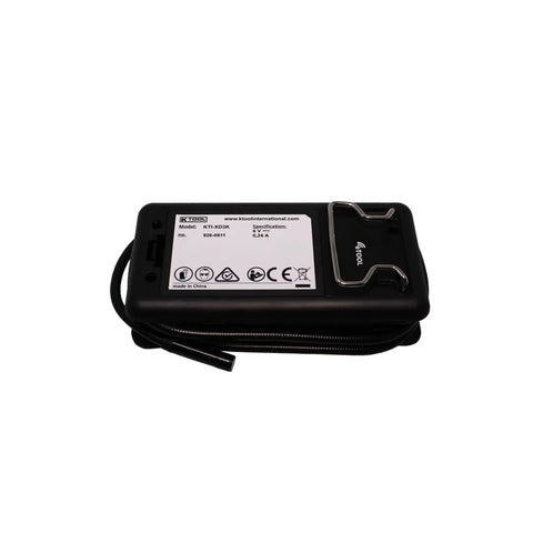 Back view of Long Reach Digital Borescope With 46 Inch Flexible Probe, showing power specifications and label details.