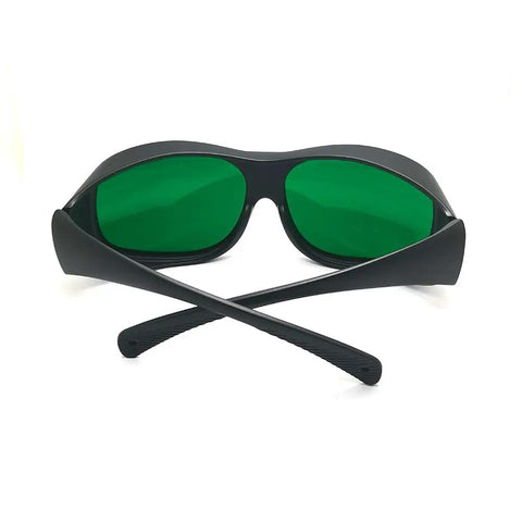 Top Tier Laser Safety Glasses With Knockout Od4 Plus And Od6 Plus Defense For 800 To 1700 Nm And 900 To 1550 Nm Nd Yag Telecom Eye Protection with green lenses.