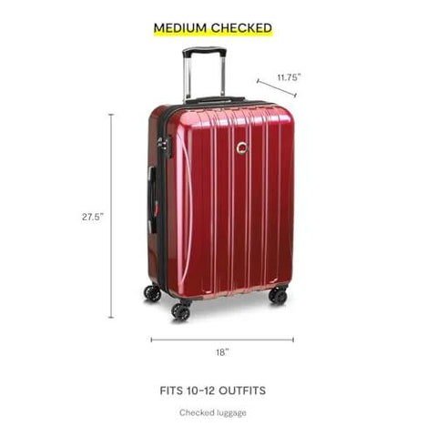 Delsey Paris Helium Aero hardside expandable luggage with spinner wheels, brushed charcoal, 24-inch checked (front view)