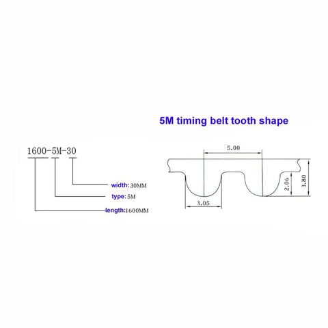 5M Pitch Close Loop Timing Belt With 1295Mm Perimeter And 15Mm Wide Arc Shaped Teeth Heavy Duty Boss Level Synchronous Belt Built For CNC Machines 3D Printers Robotic Arms Industrial Auto Tooling And Precise Motion Control, tooth profile diagram
