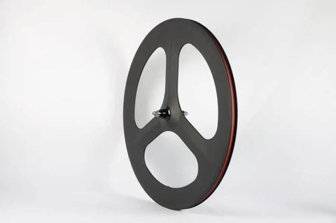 Tri Spoke 88mm Carbon Wheelset For 700c Clincher Fixed Gear Track Bikes, Front And Rear, Lightweight Aerodynamic Wheelset With EN Quality Certification, 2176g Plus Minus 20g Per Pair