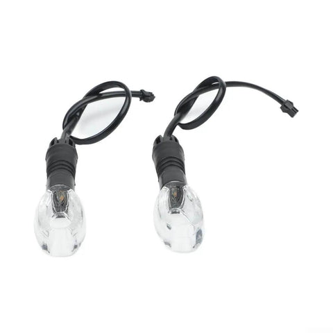 Dope 48V To 72V LED Bike Turn Signals With Bright Orange Amber Bulbs For Scooters And Ebikes That Keep You Safe On The Road With Super Clear Indicators, pair of ABS plastic signals with clear lens and 23cm wires