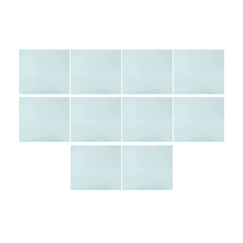Sturdy Polycarbonate Welding Helmet Replacement Lenses, 10 Pack Clear Protective Glass Plates, arranged in rows for easy access.