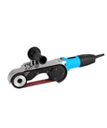 Heavy Duty Electric Belt Sander For Metal Pipes And Tubes with abrasive belt for polishing steel and aluminum surfaces.