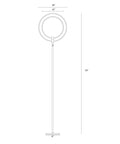 Diagram of Eclipse Dope Bright Modern LED Torchiere Floor Lamp With Built In Touch Dimmer, 79-inch height, 18-inch top ring.