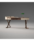 Top Shelf Ergonomic Standing Desk With Integrated Monitor Riser, Versatile Ash Wood Computer Table, elegant design with lamp.