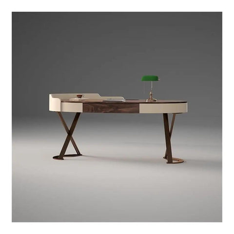 Top Shelf Ergonomic Standing Desk With Integrated Monitor Riser, Versatile Ash Wood Computer Table, elegant design with lamp.