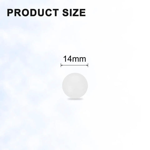 Three Hundred White Polypropylene Plastic Precision Bearing Balls 5mm Diameter G2 Grade Frosted Finish smooth rolling 14mm size displayed