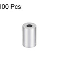 Aluminum Wire Rope Stop Sleeves For 3/64 Inch Cord 100 Pack Fast Crimp Hardware, smooth finish, single sleeve detail.