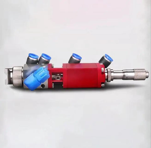 Pro Grade Precision Pneumatic Spray Valve With Micrometer Knob for Industrial Paint Glue Dispensing, red housing, G1/8 thread.