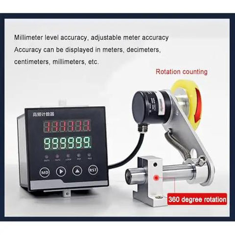 U Shaped Measuring Wheel Digital Length Counter With Led Display For Fabrics Wires And Films Heavy Duty Professional Grade Rubber Tracker Dead On Accuracy All Day Long showing digital display and measurement components.
